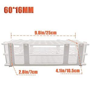60 Holes Lab Test Tube Rack Holder for 16mm Test Tubes White Plastic